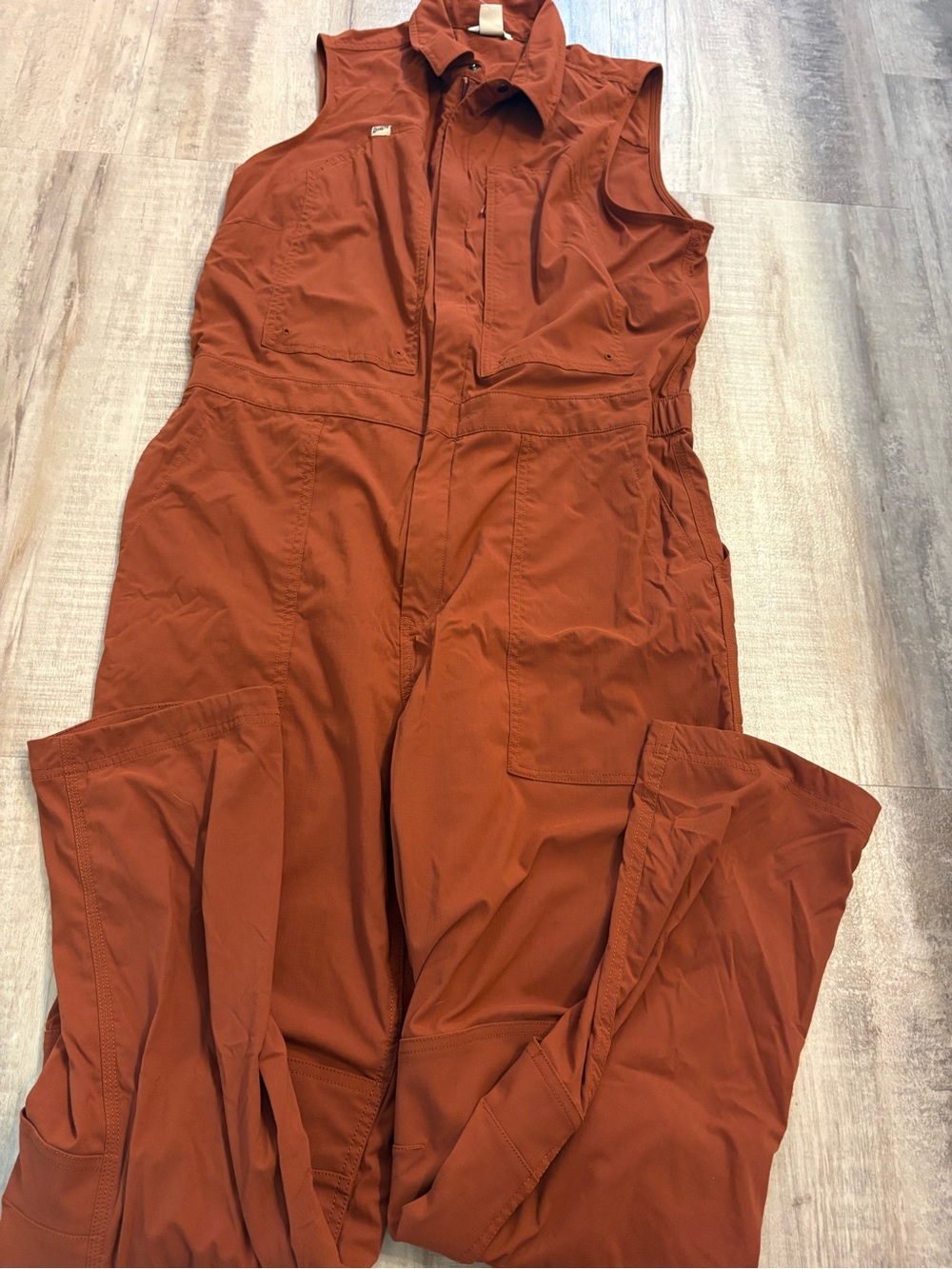 Duluth Trading Co Sleeveless Burnt Orange Jumpsuit Large